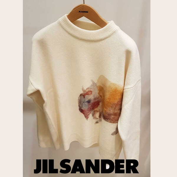 ◇JIL SANDER◇ホワイト アニマルモチーフセーター偽物212518 | 韓国 